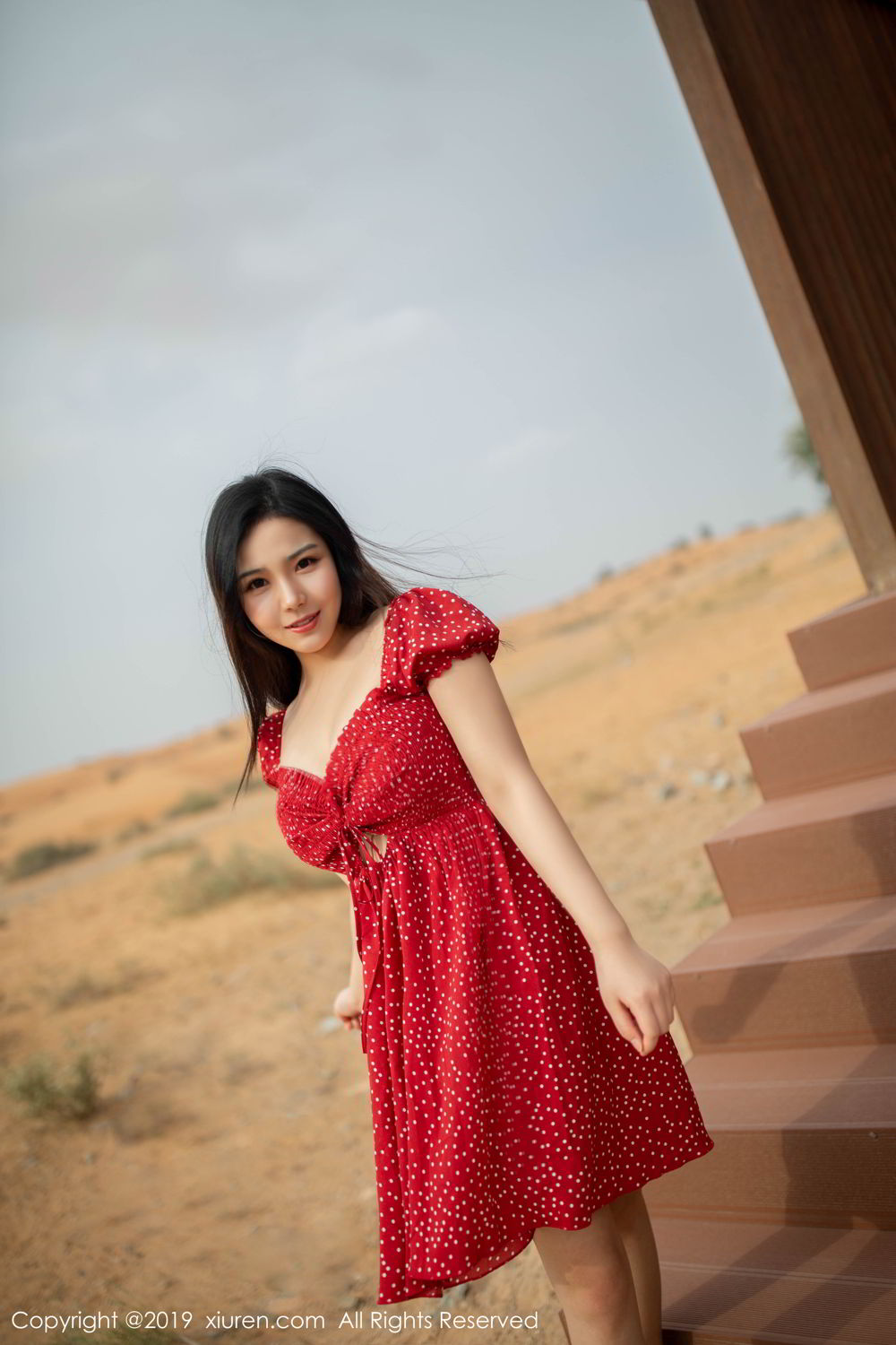 XiuRen Vol. 1388 Red Dress in Desert