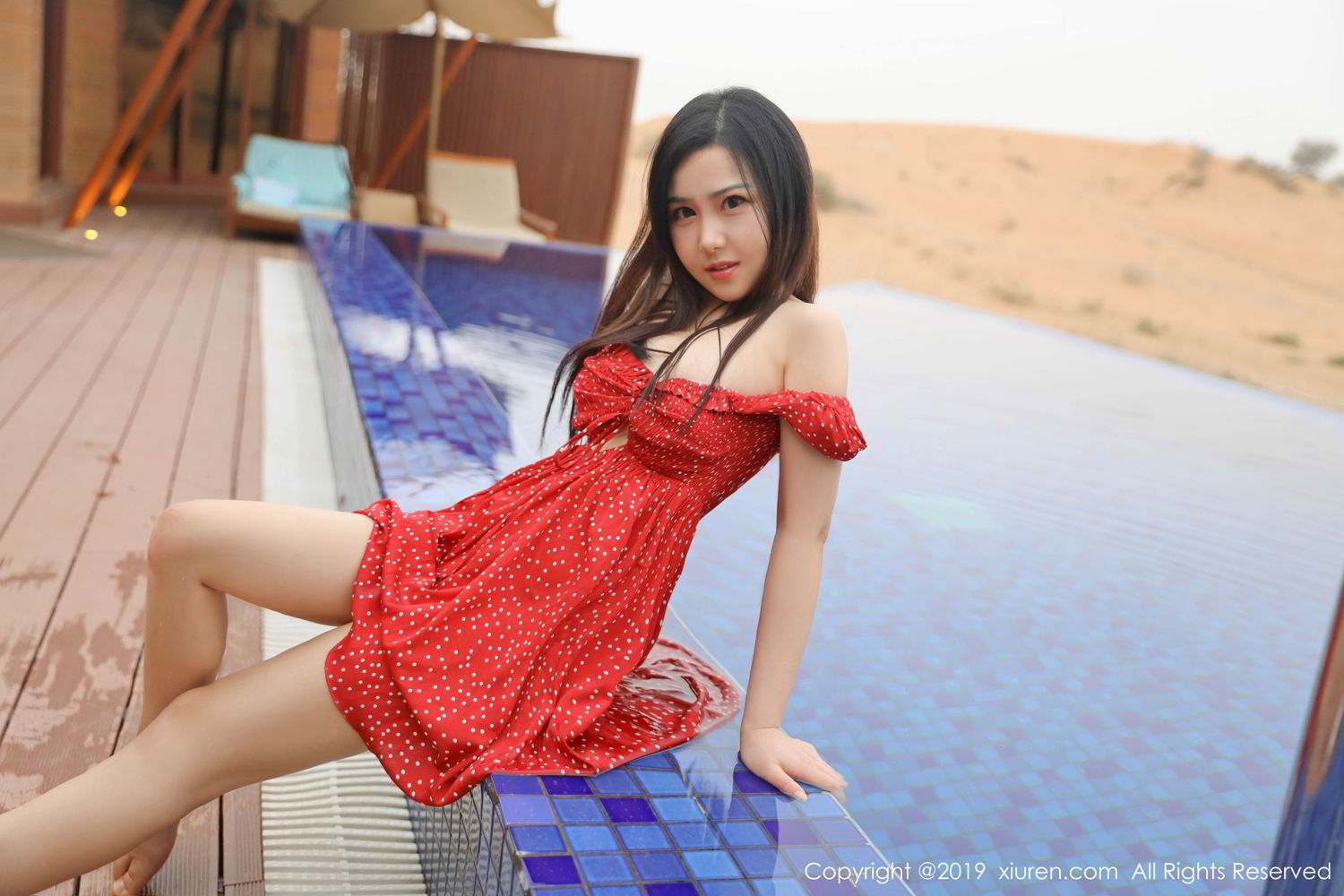 XiuRen Vol. 1388 Red Dress in Desert