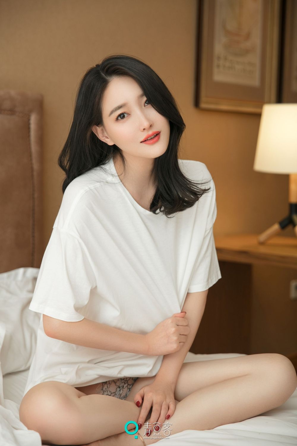 QingDouKe - Long Gown Pajamas With Beautiful Lace Legs