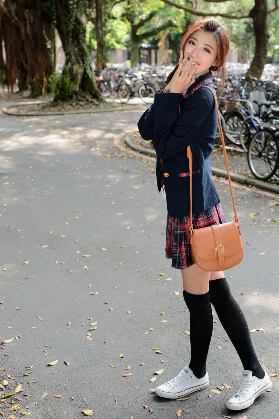 Liao Ting Lian Sexy Asian Student on the way to School