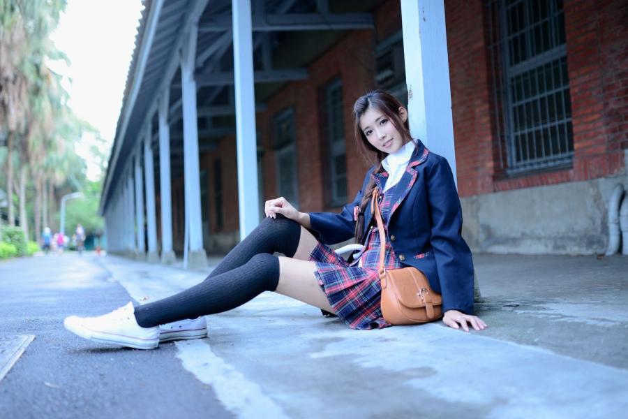 Liao Ting Lian Sexy Asian Student on the way to School