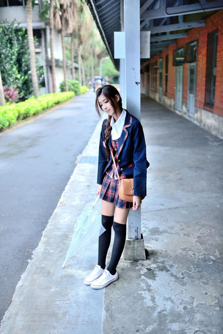 Liao Ting Lian Sexy Asian Student on the way to School