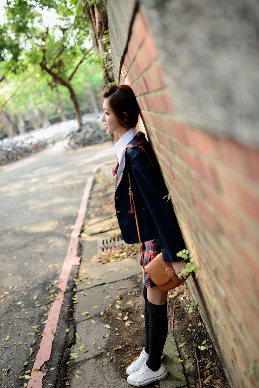 Liao Ting Lian Sexy Asian Student on the way to School