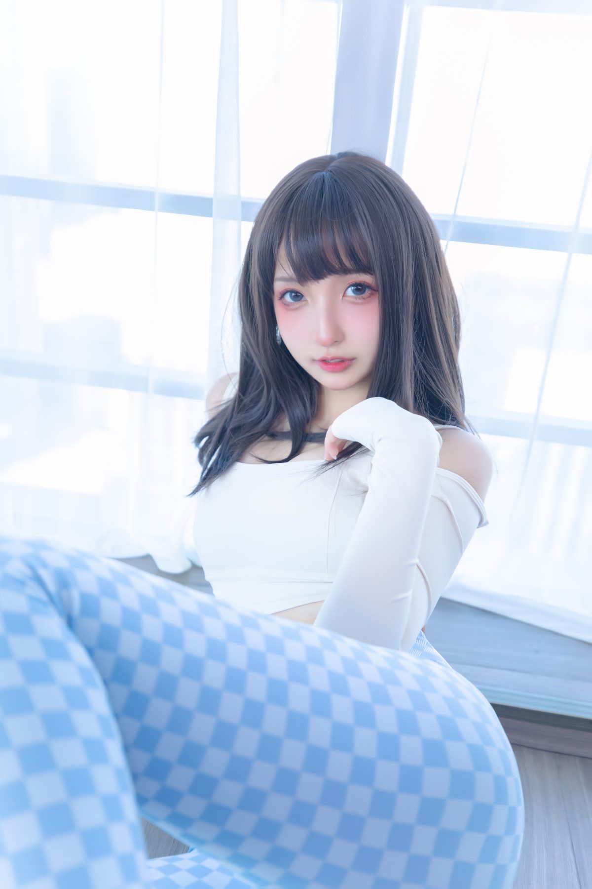 Coser@神楽坂真冬 Vol 083 蓝白格 0075 9412565756.jpg