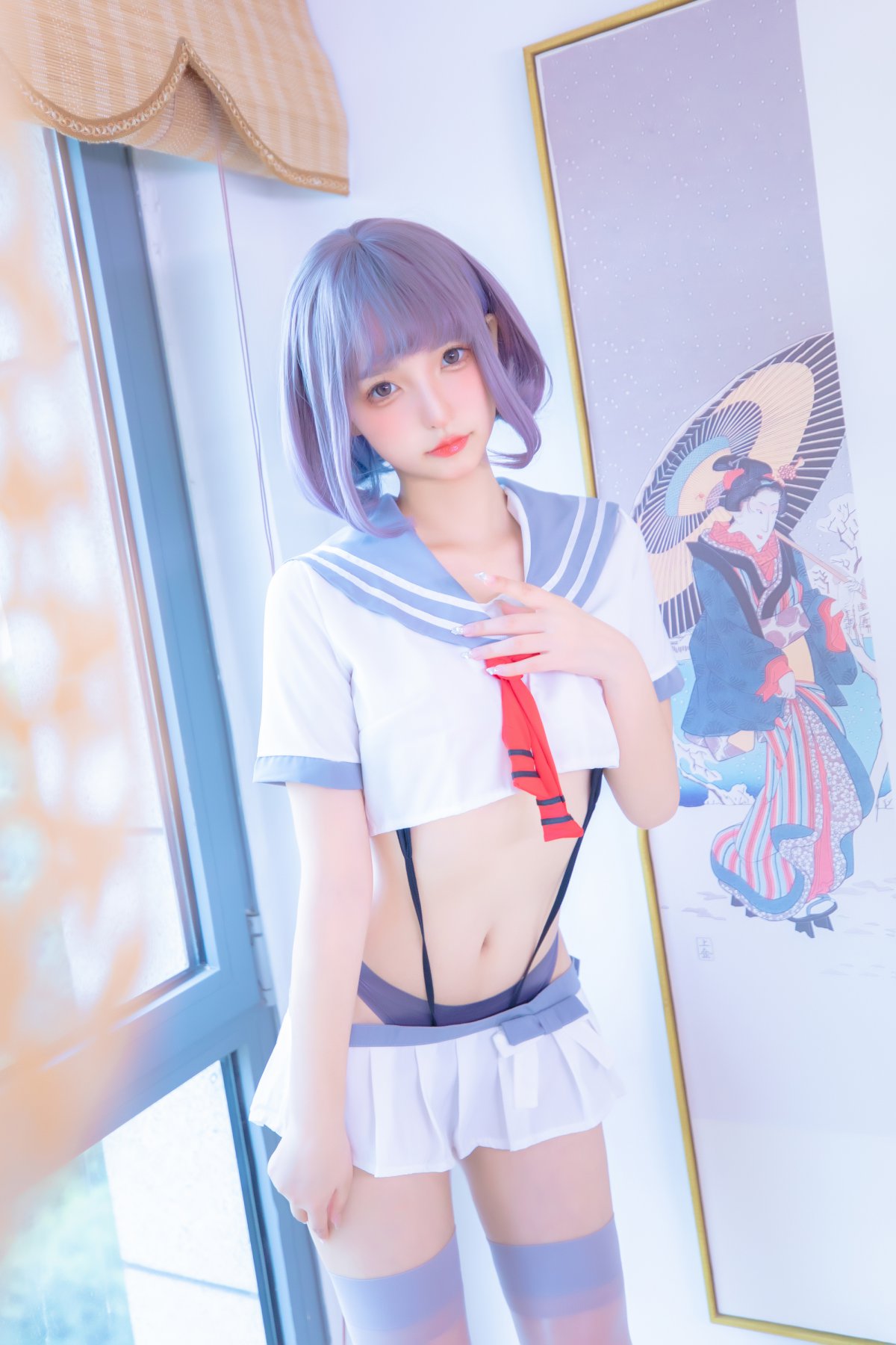 Coser@神楽坂真冬 Vol.080 灰丝吊带JK 0034