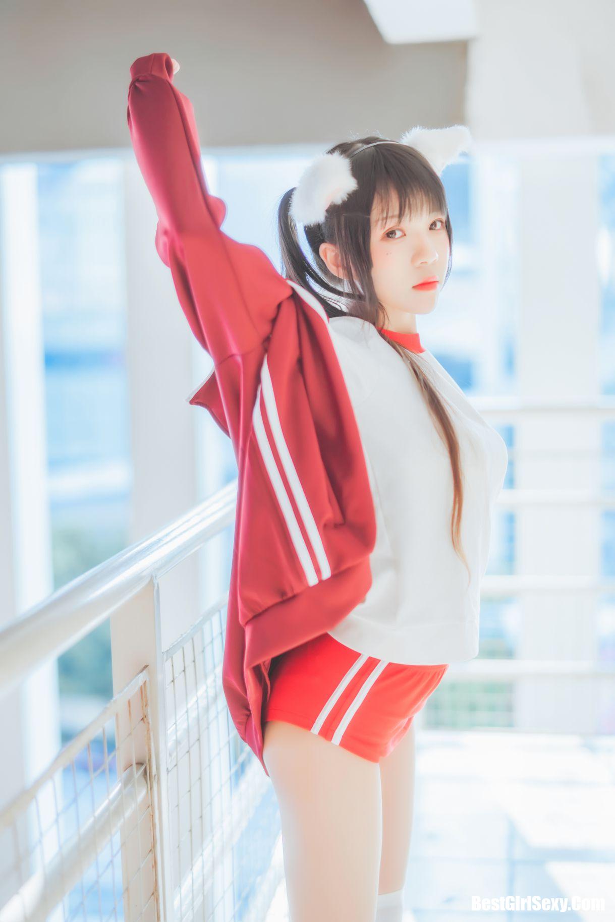 Coser@桜桃喵 Vol.091 红色体操服 8