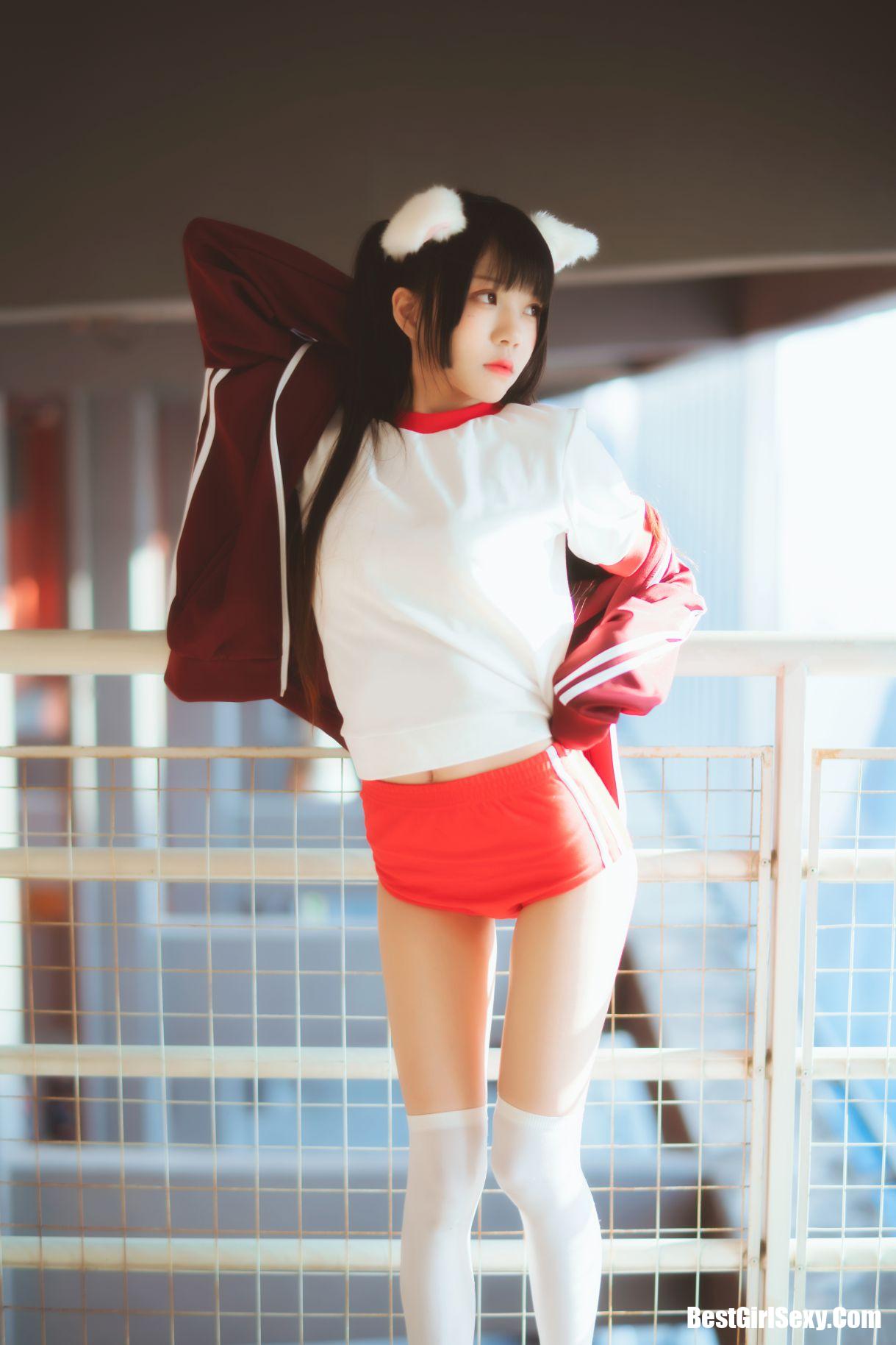 Coser@桜桃喵 Vol.091 红色体操服 9