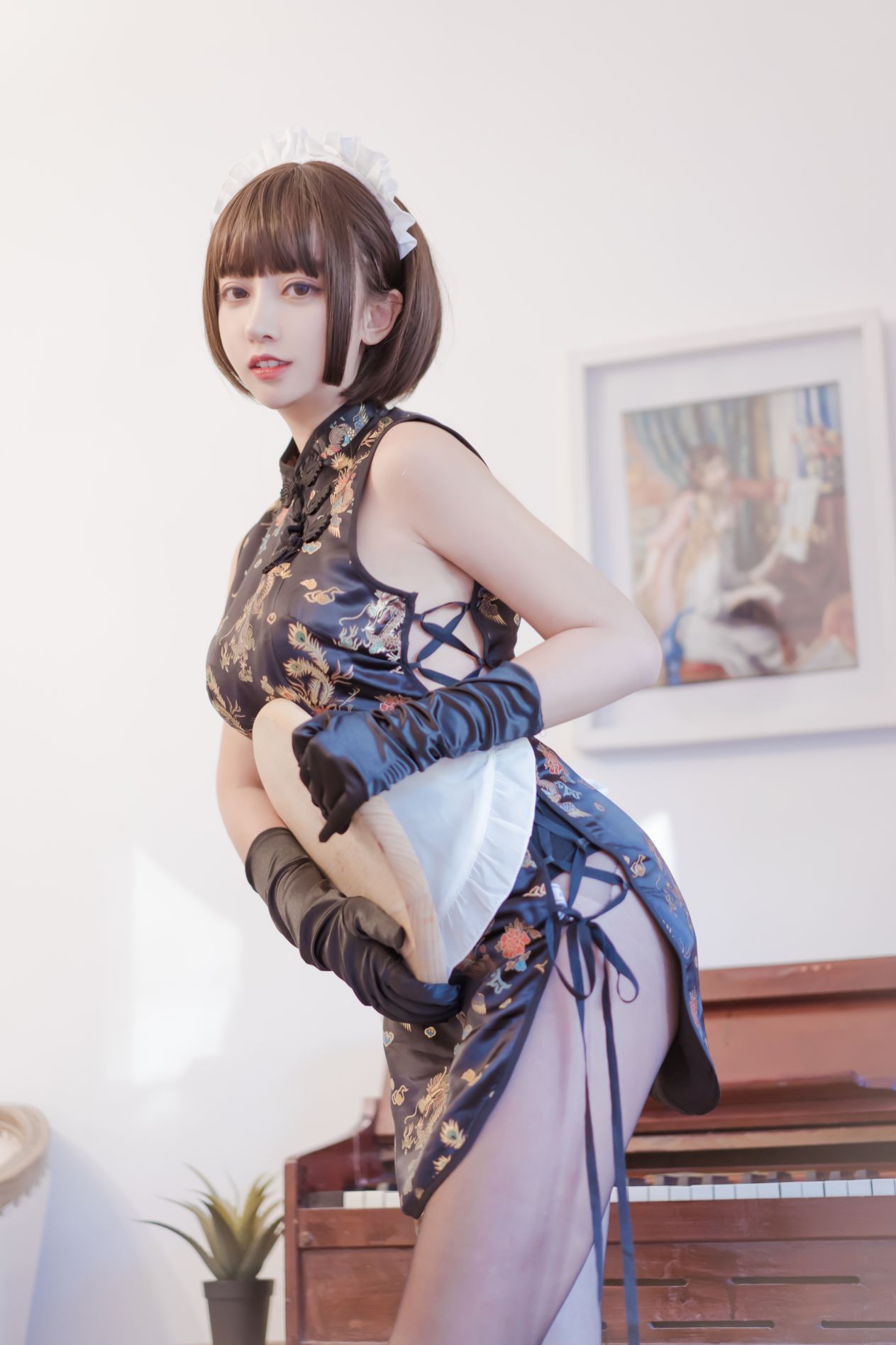 Coser@过期米线线喵 黑丝旗袍 2